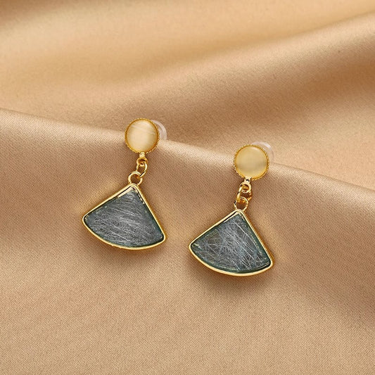 Elegant Gold-Plated Geometric Stone Drop Earrings