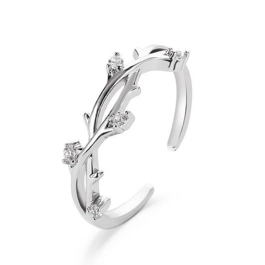 Elegant Branch & Leaf Adjustable Ring